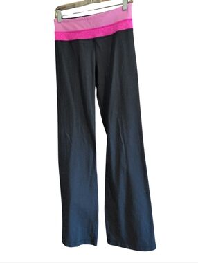 Lululemon Black Flare Yoga Pants Pink Waistband Bootcut Athleisure Women’s